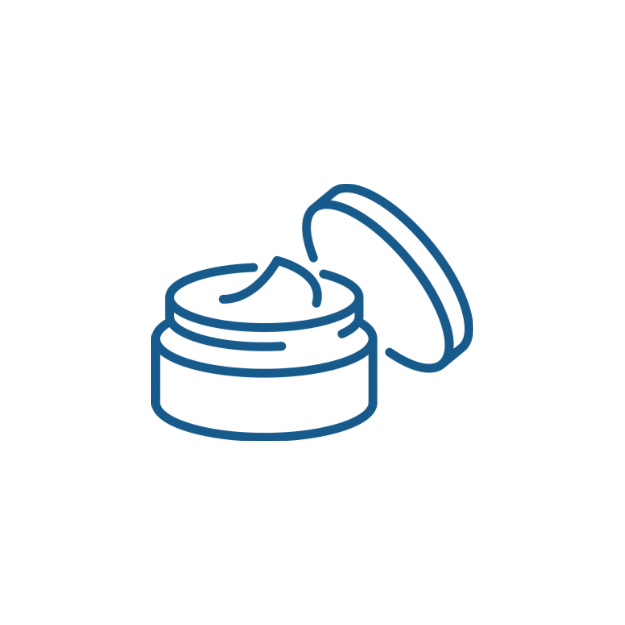 A line art icon of an open jar of moisturizer, representing the finishing touches of the body wrap for soft, refreshed skin.